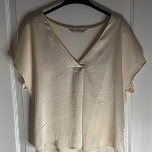 MANGO Cream V-Neck Blouse